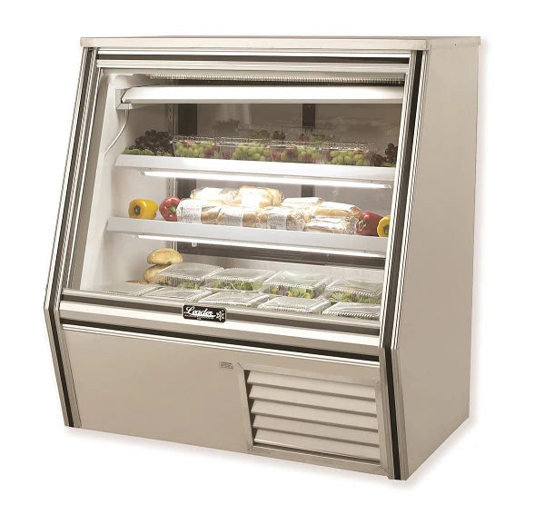 Leader ERCD60ES 60" Refrigerated Slanted Glass Counter Deli Case with 1 Shelf
