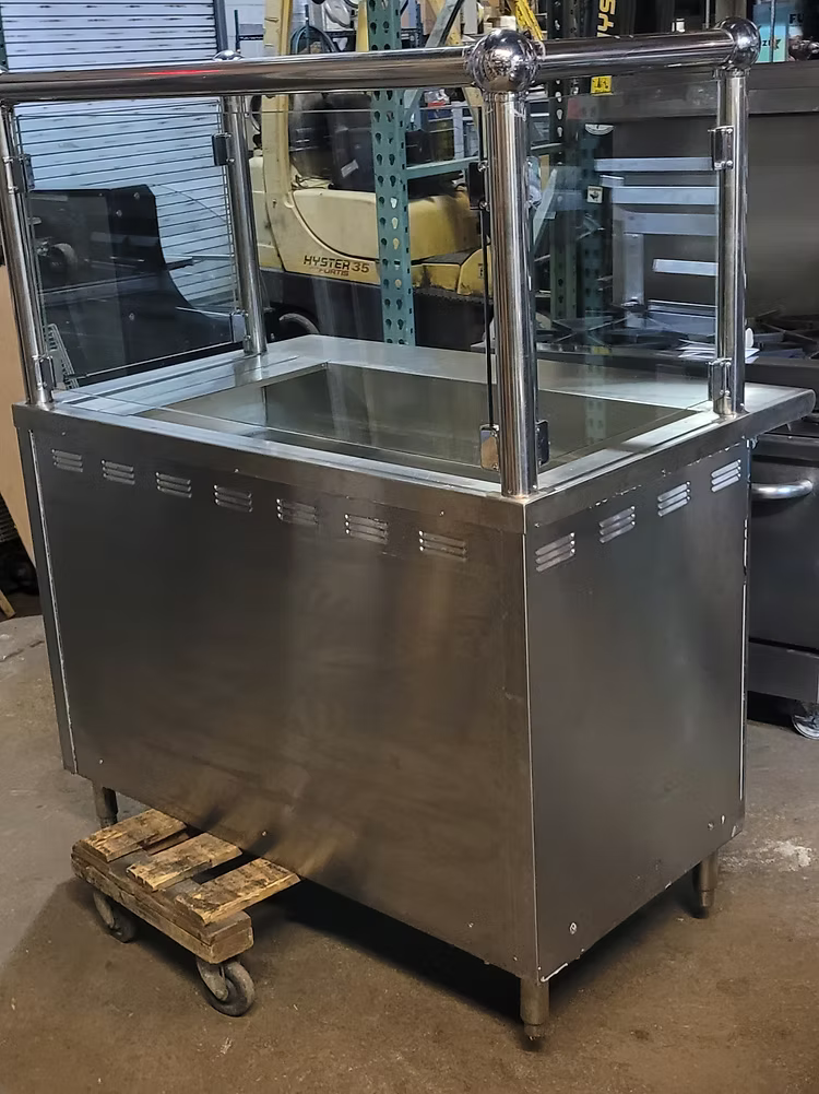L &J Steam Table with Chrome Sneeze Guard 48''Electric 208 volt