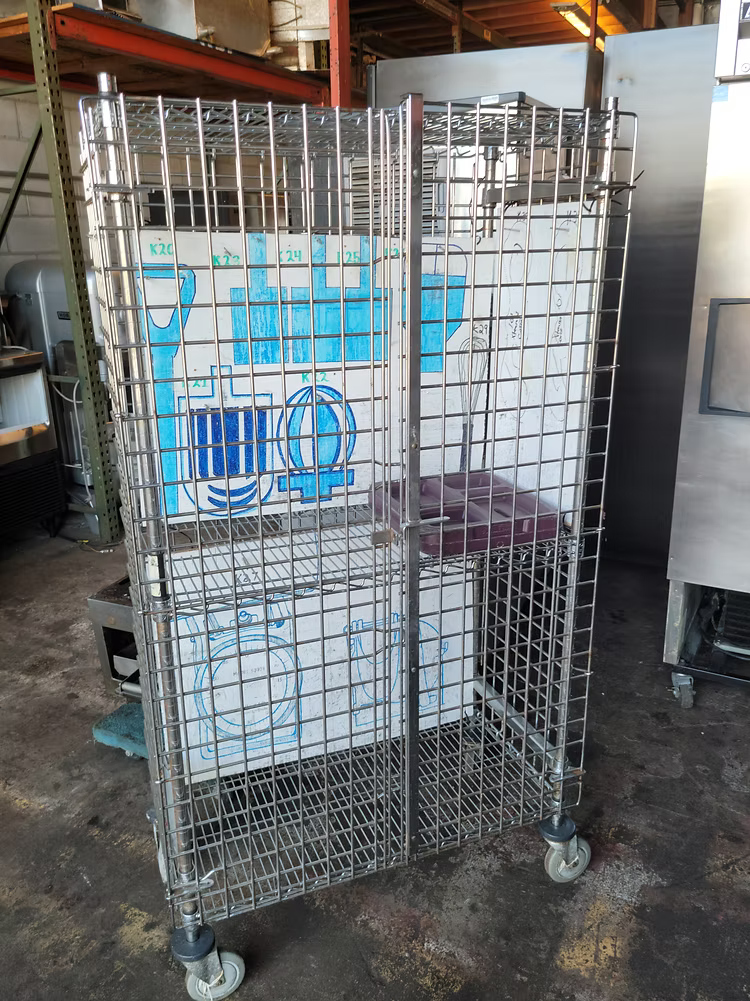 Quantum Food Service 38" Stationary Security Cage - 18"W, Chrome (1836-68SEC-2)