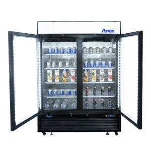 MCF8723GR —54'' Black Cabinet Two (2) Glass Door Merchandiser Cooler