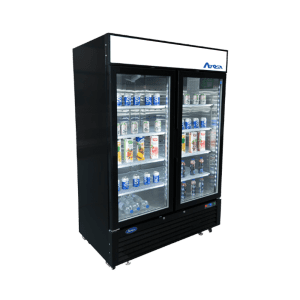 MCF8723GR —54'' Black Cabinet Two (2) Glass Door Merchandiser Cooler