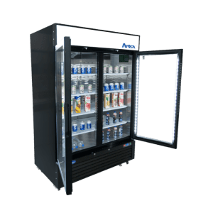 MCF8723GR —54'' Black Cabinet Two (2) Glass Door Merchandiser Cooler