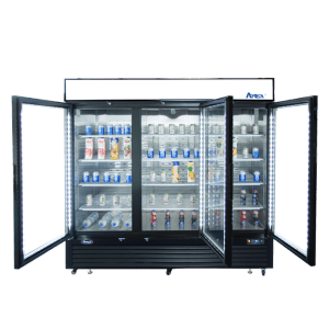 MCF8724GR — 81'' Black Cabinet Three (3) Glass Door Merchandiser Cooler