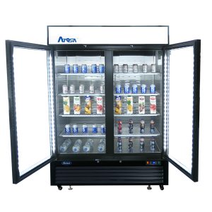MCF8732GR — Black Cabinet Two (2) Glass Door Merchandiser Freezer