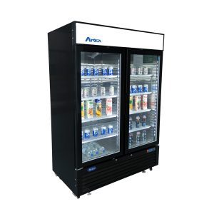 MCF8732GR — Black Cabinet Two (2) Glass Door Merchandiser Freezer