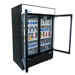 MCF8732GR — Black Cabinet Two (2) Glass Door Merchandiser Freezer