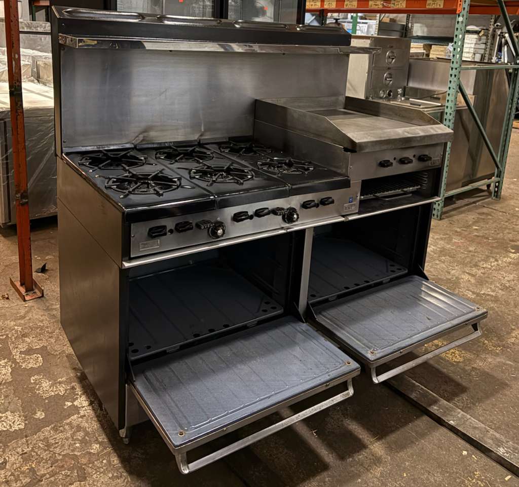 Garland G60-6R24RR 60" 6 Burner Gas Range w/ Griddle/Broiler & (2) Standard Ovens, PRE-OWNED