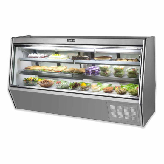 Leader ERHD96ES 96" Refrigerated Slanted Glass High Deli Case with 2 Shelves