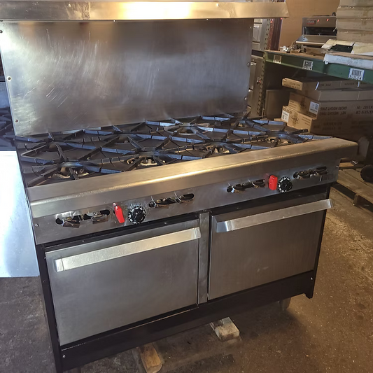 Garland G48-8LL 48" 8 Burner Gas Range w/ (2) Space Saver Ovens, Natural Gas