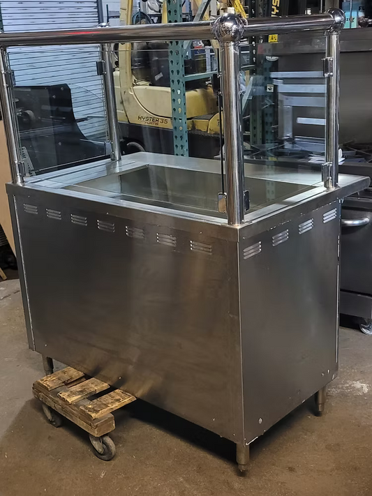 L &J Steam Table with Chrome Sneeze Guard 48''Electric 208 volt