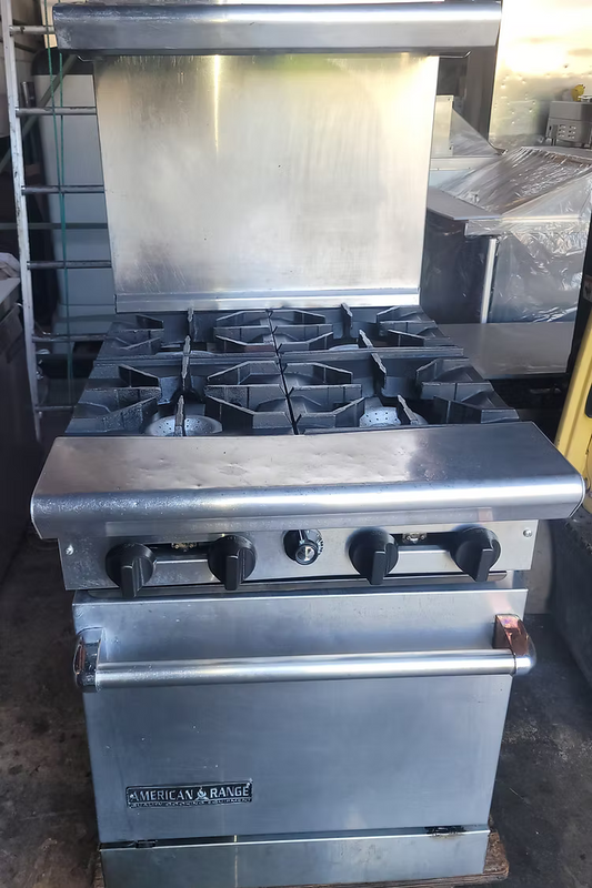 American Range AR-4 24" Natural Gas 4-Burner Range with Space-Saver Oven - 155,000 BTU