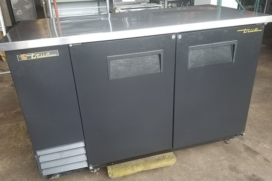 True TBB-2-HC 58 7/8" Bar Refrigerator - 2 Swinging Solid Doors, Black, 115v