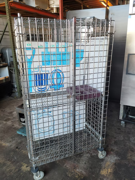 Quantum Food Service 38" Stationary Security Cage - 18"W, Chrome (1836-68SEC-2)