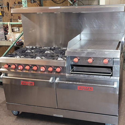 Vulcan 60SS-6B24GB Natural Gas 6-Burner Range with 24" Griddle/Broiler and