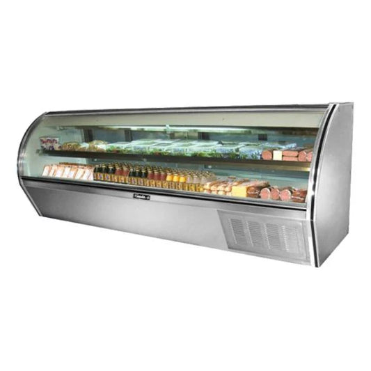 Leader ERCD118-R 118" Remote Refrigerated Curved Glass Counter Deli Case with 1 Shelf