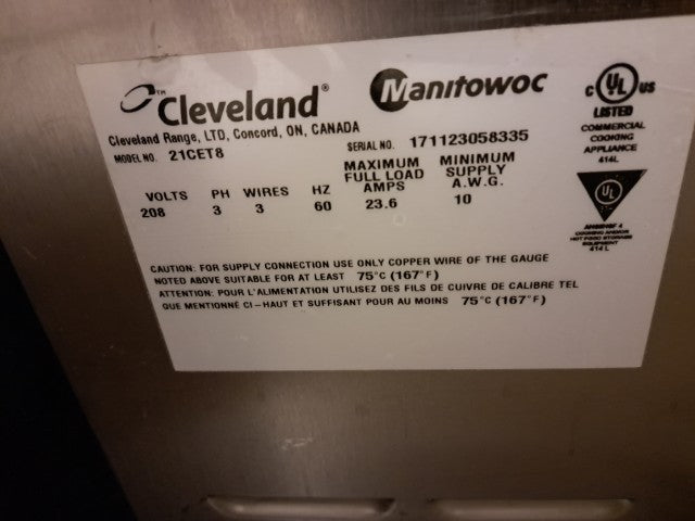 Cleveland 21CET8 Steamcraft® (3) Pan Convection Steamer - Countertop, 208v/3ph-PRE-OWNED