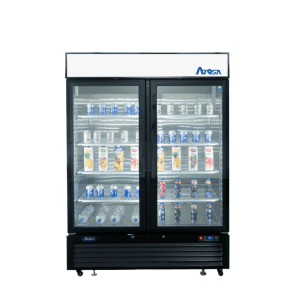MCF8721ES — 54'' Black Cabinet Two (2) Glass Door Merchandiser Freezer