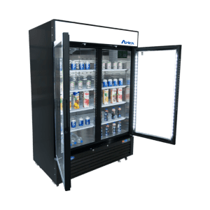 MCF8721ES — 54'' Black Cabinet Two (2) Glass Door Merchandiser Freezer