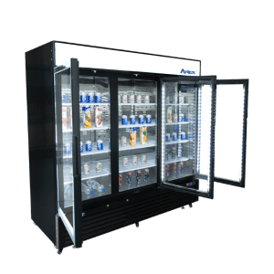 MCF8724GR — 81'' Black Cabinet Three (3) Glass Door Merchandiser Cooler
