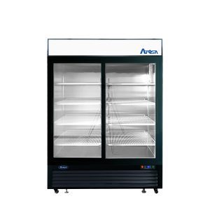 MCF8727GR —54''  Black Cabinet Two (2) Sliding Glass Door Refrigerator Merchandiser