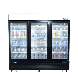 MCF8728GR — 81'' Black Cabinet Three (3) Glass Door Merchandiser Freezer