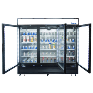 MCF8728GR — 81'' Black Cabinet Three (3) Glass Door Merchandiser Freezer