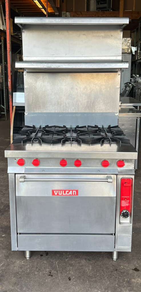 Vulcan GH56  34" 6 Burner Gas Range w/ Oven ,Front & Rear pipe connection Liquid Propane-PRE-OWNED