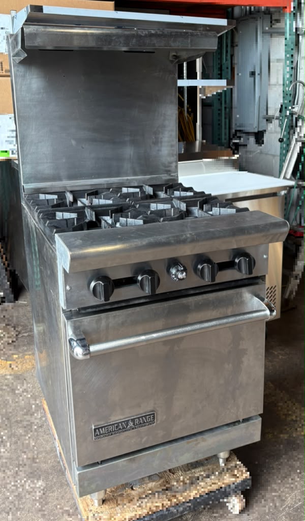 American Range AR-4 24" Natural Gas 4-Burner Range with Space-Saver Oven - 155,000 BTU