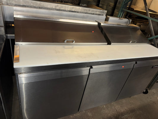 Continental Refrigerator SW72N18 72 Inch Sandwich Unit 20.6 Cu Ft Capacity with 3 Section Stainless Steel-0PRE-OWNED