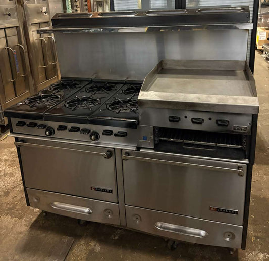 Garland G60-6R24RR 60" 6 Burner Gas Range w/ Griddle/Broiler & (2) Standard Ovens, PRE-OWNED