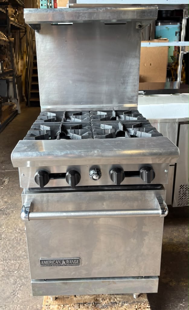 American Range AR-4 24" Natural Gas 4-Burner Range with Space-Saver Oven - 155,000 BTU