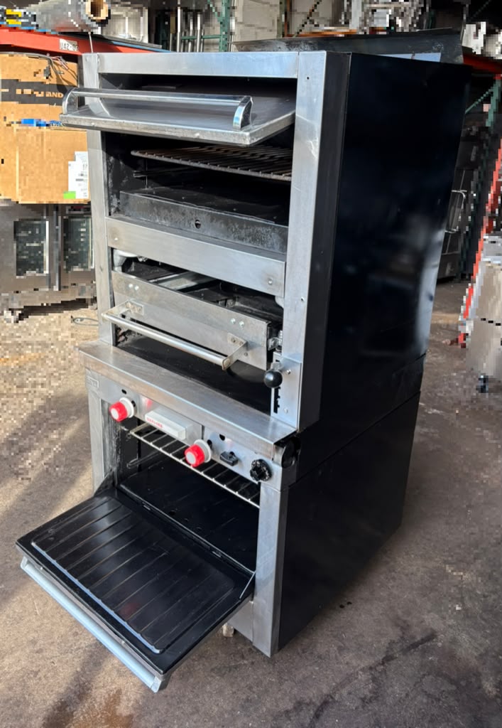 Garland M60XR Master Series Natural Gas Heavy-Duty Upright Ceramic Broiler with Standard and Finishing Ovens - 120,000 BTU-PRE-OWNED