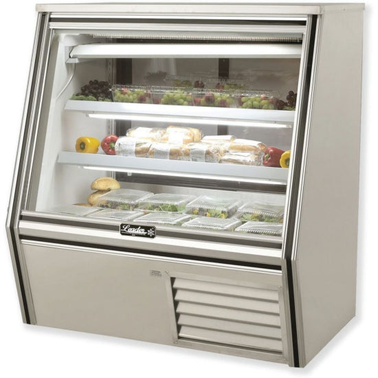 Leader ERHD48ES 48" Refrigerated Slanted Glass High Deli Case with 2 Shelves