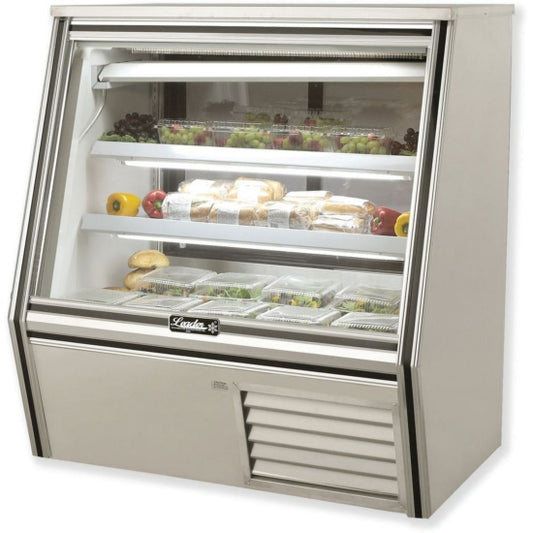 Leader ERHD48ES 48" Refrigerated Slanted Glass High Deli Case with 2 Shelves