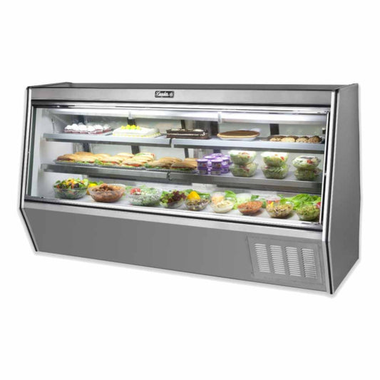 Leader ERHD96ES 96" Refrigerated Slanted Glass High Deli Case with 2 Shelves