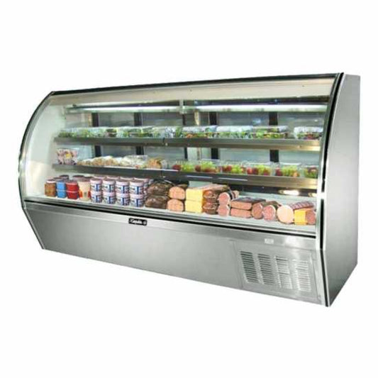 Leader ERHD94-R 94" Remote Refrigerated Slanted Glass High Deli Case with 2 Shelves